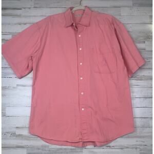 Vintage Bugle Boy Shirt Men’s XL Salmon Pink Cotton Button Up Short Sleeve 90s